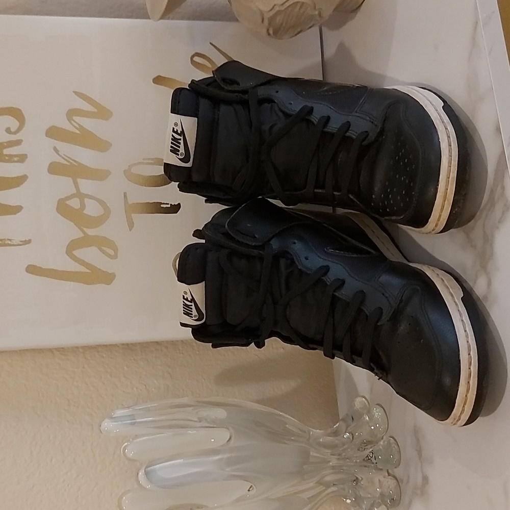 Nike Dunk High Black Leather Wedge Sneakers size 7.5